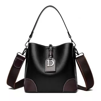 Новая ретро-сумка, большая вместимость, сумка на одно плечо, широкий ремень, сумка подмышкой, модная контрастная сумка-ведро