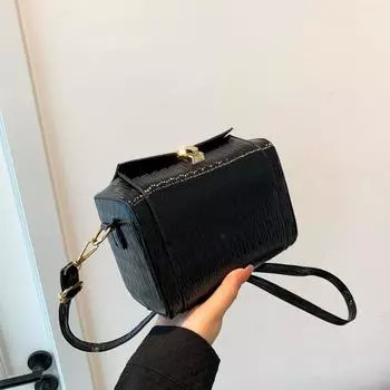 Новая ретро сумка через плечо 2024 года, осень, новая корейская версия, мода, иностранный стиль, повседневная сумка-мессенджер, портативная коробка, маленькая квадратная сумка чёрный