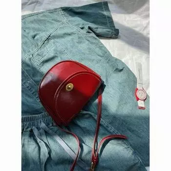 Новая ретро-сумка-мессенджер темно-красного цвета, полукруглая сумка-книжка, высококачественный дизайн, маленькая седельная сумка, женская сумка. коралл красный