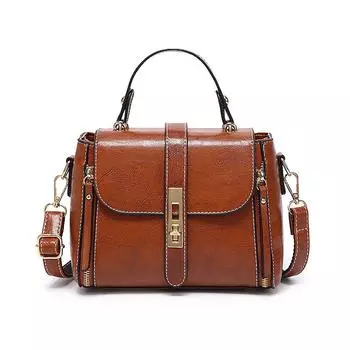 Новая ретро сумка-ведро сумка-мессенджер женская портативная сумка через плечо из масляно-вощеной кожи женская сумка 22cm*11.5cm*16cm коричневый