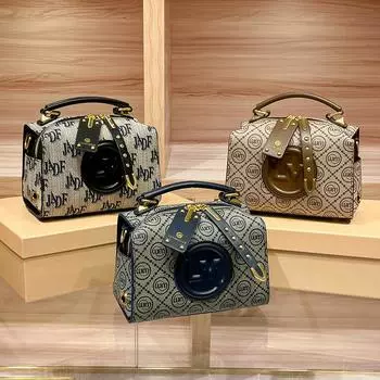 Новая ретро женская сумка, высококачественная женская сумка с принтом, портативная маленькая квадратная сумка через плечо, сумка-мессенджер синий