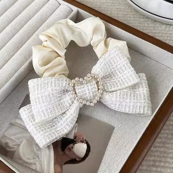 Новая резинка для волос с бантом, кольца, женские, милые, с жемчугом, сердечки, резинки для волос, эластичная повязка на голову, аксессуары для волос для девочек, резинки для хвостика