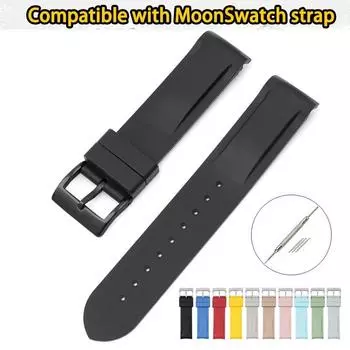 Новая резинка с изогнутым концом для Omega x Swatch Joint Moonswatch 20 мм, мягкий силиконовый спортивный ремешок для часов, браслет для мужчин и женщин