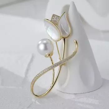 Новая роскошная брошь с жемчугом для мамы Бегулин, элегантное растение на груди с цветком, женский костюм, аксессуары для пальто золотистый