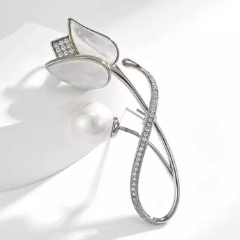 Новая роскошная брошь с жемчугом для мамы Бегулин, элегантное растение на груди с цветком, женский костюм, аксессуары для пальто серебряный