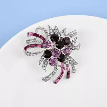 Новая роскошная фиолетовая брошь с кубическим цирконием и фиолетовым кристаллом для женщин, леди, цветок, вечеринка, офис, брошь, булавки, подарки