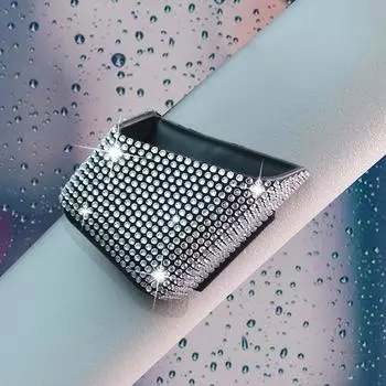 Новая роскошная хрустальная сумка для хранения в автомобиле, подвесной держатель для очков и телефона, органайзер для хранения, декоративные аксессуары для салона автомобиля для женщин чёрный