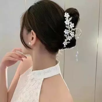 Новая роскошная лента со стразами, металлический зажим для волос, винтажные заколки для волос с цветком, заколки для волос в виде краба, заколки для волос, аксессуары для волос для женщин