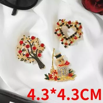 Новая роскошная модная элегантная брошь для девочек, брошь, значок, аксессуары для одежды, ювелирная брошь, брошь для девочек, брошь в форме рождественской елки, снеговик в форме сердца 1 красный