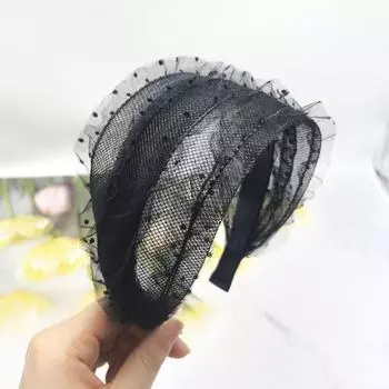 Новая Роскошная Жемчужная Повязка для Волос Женская Элегантная Сетчатая Широкая Повязка на Голову в Горошек Модные Аксессуары для Волос Набор в Горошек Повязка для Волос