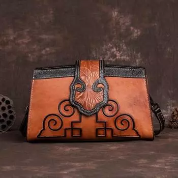 Новая роскошная женская сумка, винтажная кожаная сумка через плечо с тиснением, классическая сумка через плечо из коровьей кожи с верхним слоем