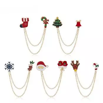 Новая рождественская брошь, двойная рождественская цепочка в виде снежинки Санты
