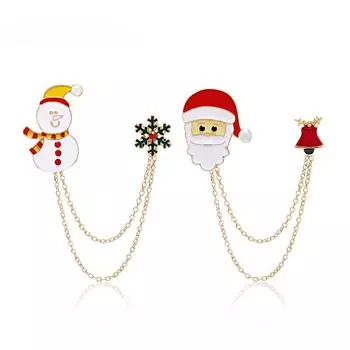 Новая рождественская брошь из мультсериала Санта-колокольчик, капающий корсаж, две цепочные бахромчатые булавки для воротника