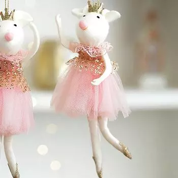 Новая рождественская кукла-мышка, кулон, девочка-балет, ангел, рождественская елка, плюшевые подвески, рождественские украшения, подвески, новогодние подарки A