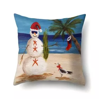 Новая рождественская наволочка из полиэстера с изображением снеговика 45 * 45 without pillow core