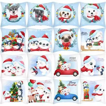 Новая рождественская наволочка с рисунком для домашних животных, наволочка для сна, подушка с принтом 40x40cm