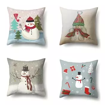 Новая рождественская наволочка со снеговиком 40x40cm