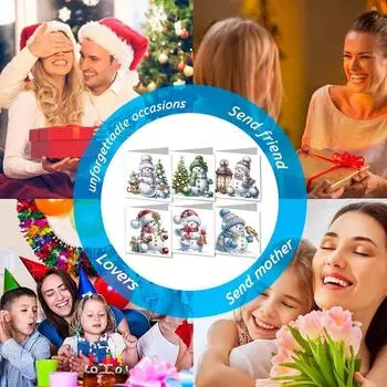 Новая Рождественская Поздравительная Открытка Сделай Сам Алмазная Вышивка Ваше Благословение Изысканная Подарочная Карта Рождество C G7B9 Snowman-6pcs