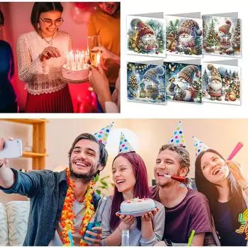 Новая Рождественская Поздравительная Открытка Сделай Сам Алмазная Вышивка Благослови Тебя Открытка Рождественский Подарочный Серия L8S9 Snowman-6pcs