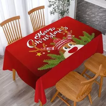 Новая Рождественская прямоугольная скатерть с рисунком лося, семейный ужин, декоративная ткань, коврик для пикника, многоразовая скатерть 40x70cm is very sma красный