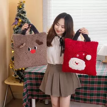 Новая рождественская пушистая игрушка-ягненок, декоративная подушка, милый Санта-Клаус, рождественская елка, лось, украшение для машины, дивана, новогодний праздничный подарок 40CM белый
