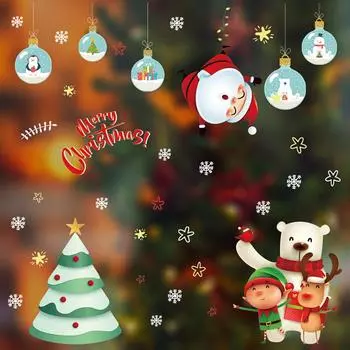 Новая рождественская съемная наклейка на стекло окна Санта-Клауса для украшения дома и магазина