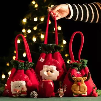 Новая рождественская сумочка в виде яблока, рождественская упаковка, подарочная коробка, детская сумка для закусок и конфет, милые ручные украшения, подарки 20x33cm