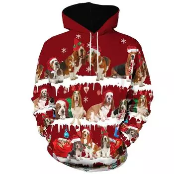 Новая рождественская свободная мужская толстовка с 3D принтом для пары, толстовка с длинными рукавами, куртка S