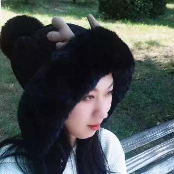 Новая рождественская вязаная шапка с рогами, защитная шапка для ушей, осенне-зимняя шапка с тремя меховыми шариками, плюшевая шапка с молнией, шерстяная женская шапка one size белый