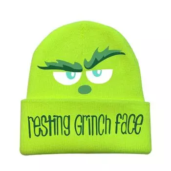 Новая рождественская вязаная зимняя шапка с принтом Гринча One size fits all белый