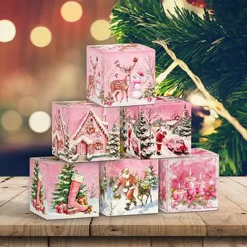 Новая розовая рождественская тематика Рождественские украшения для вечеринок в виде елки Коробка для сладостей и закусок