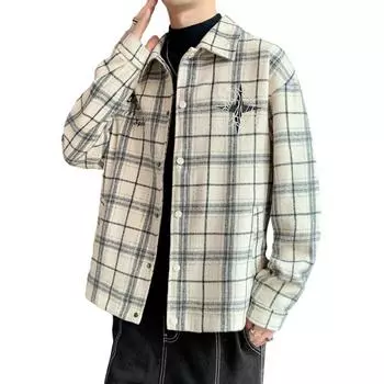 Новая рубашка куртка мужская весна и осень модный бренд универсальная свободная клетчатая одежда M