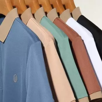 Новая рубашка-поло с короткими рукавами, мужская футболка, легкая деловая летняя футболка с половиной рукавов, повседневная футболка с лацканами M