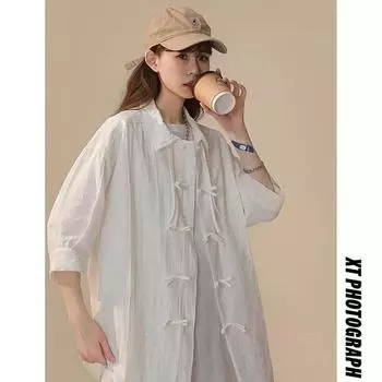 Новая рубашка с длинными рукавами в китайском стиле с застежкой на пуговицы для мужчин, весенние и осенние модели, свободная рубашка в стиле Тан, высококачественный даосский халат ханьфу M белый