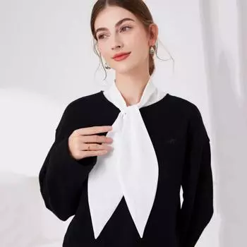 Новая рубашка с завязками спереди и ложным воротником для женщин, белые и черные кружевные воротники, съемные для женщин, блузка с лацканами, ложный воротник для женщин
