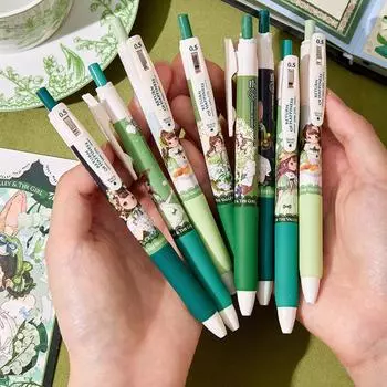 Новая ручка Kawaii из 4 ручек Lily of The Valley и The Girl, набор гелевых ручек, супер крошечный наконечник 0,5 мм, шариковая ручка, черные чернила для письма black ink