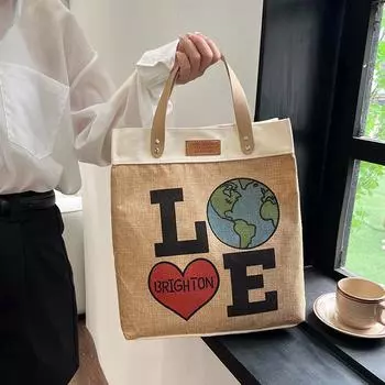 Новая ручная холщовая сумка, сумка для мамочек, простая и универсальная сумка через плечо, сумка для еды, женская маленькая сумка для переноски на работе