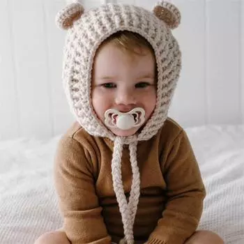 Новая ручная работа крючком персонализированная модная кошачья ушка коса кулон звезда взрослая шапка Children 48-54cm