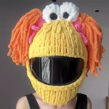 Новая ручная работа крючком персонализированная модная кошачья ушка коса кулон звезда взрослая шапка adult 57-59cm [adult hat size, non-helmet model]