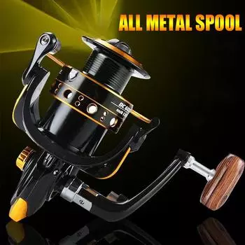 Новая рыболовная катушка No Gap 5.2:1 высокоскоростная супер гладкая спиннинговая катушка дальнего заброса для фидерной ловли карпа троллингом 2-12 кг 1000-7000 катушка 1000 Series чёрный