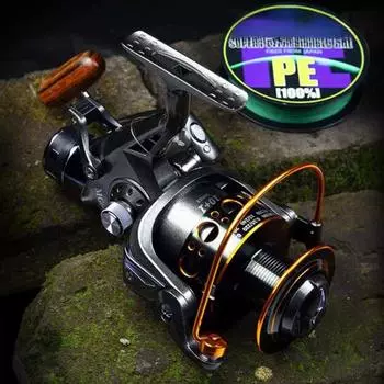 Новая рыболовная катушка с двойным тормозом, сверхпрочная, для ловли карпа, спиннинговая катушка с вращающимся колесом MG 3000 Series