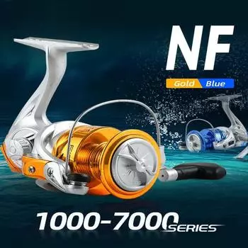 Новая рыболовная катушка с металлическим механизмом, спиннинговая катушка, специальная цена, гальванизированная головка, рыболовное колесо, катушка для заброса приманки, телескопическая рыболовная катушка R NF2000 золотой