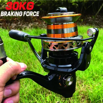 Новая рыболовная катушка серии 9000-12000 с металлической шпулей и спиннингом на большие расстояния, сила сопротивления 30 кг, подходит для рыбалки в соленой воде Nylon -9000