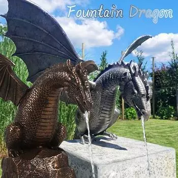 Новая садовая статуя дракона, фонтан, распылитель воды, орнамент динозавра, водная скульптура из смолы для украшения дома и сада