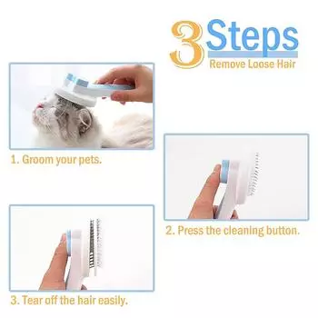 Новая самоочищающаяся пуходерка для собак кошек для короткой и длинной шерсти питомцев (синий)