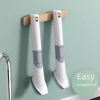 Новая щетка для мытья посуды Press-Type Liquid: Универсальная губка для легкой уборки кухни и дома. single brush head белый