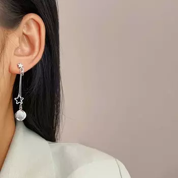 Новая серьга-клипса в виде звезды с кисточкой без проколотых ушей, геометрическая серьга-контрив, женские украшения, подарки как