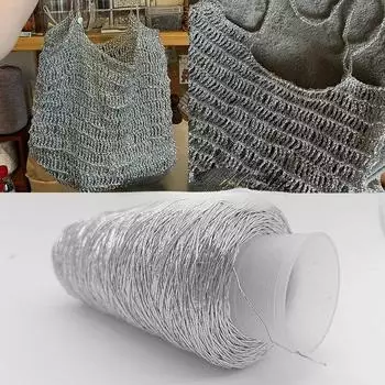 Новая серебряная пряжа ручной работы, популярная, того же стиля, плетеная, маленькая, серебряная сумка, плетеная, с сердечником, крючком, 200 г, 1 клубок пряжи ярко-розовый