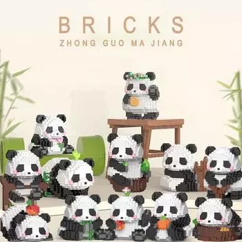 Новая серия Kawaii Panda Micro Partic Building Block Creative Cute Animal DIY Assembled Bricks Toys For Chillren Christmas Gift