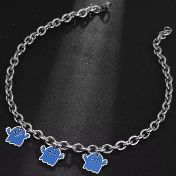 Новая серия «Ночь Хэллоуина», синее ожерелье с маленьким призраком, милое и забавное индивидуальное ожерелье для девочек, подходящее